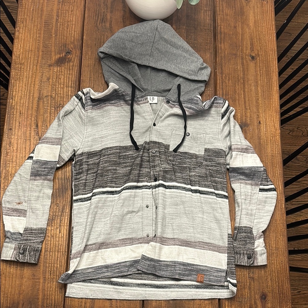 UP Gray Striped Hoodie Shirt